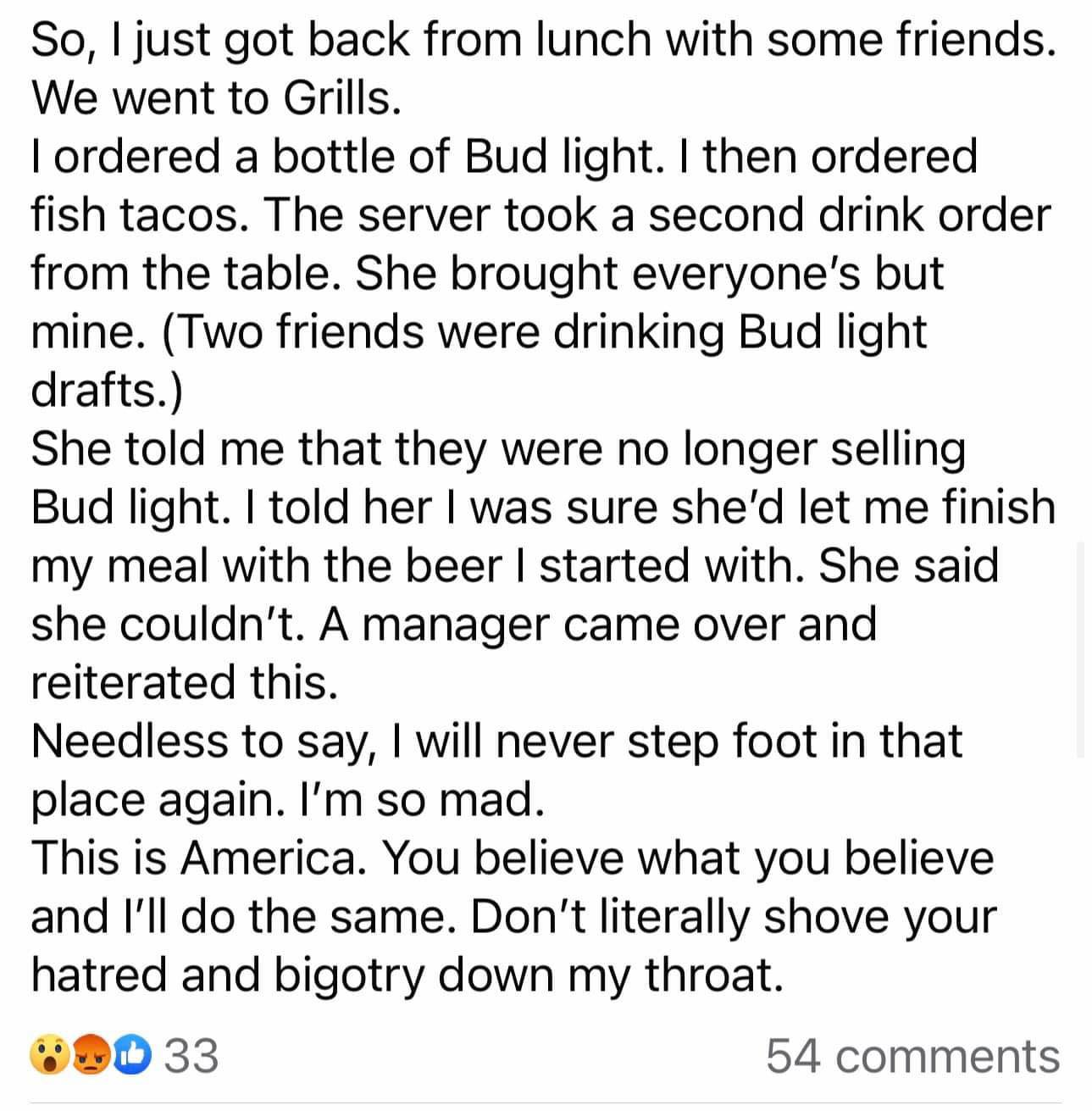 From Accusation, to threats, to apology The Grills Bud Light Saga