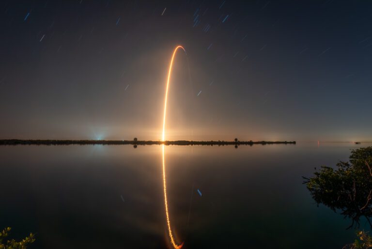 A Falon9 rocket blazes a trail into orbit. Image by Richard P Gallagher