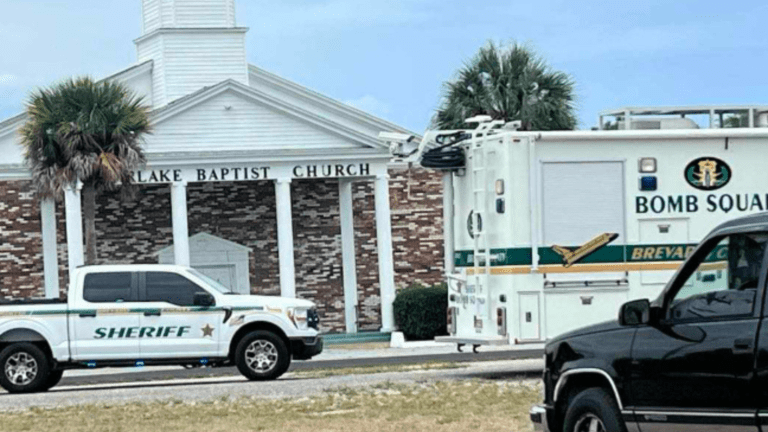 Bomb squad at Clearlake Baptist Church-packaged marked “bomb” with swastikas brought inside
