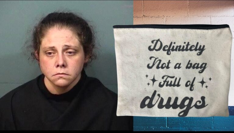 Woman’s bag said “Definitely Not A Bag Full Of Drugs” (It Was)