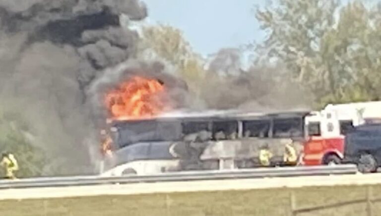 Charter Bus full of Elementary Children Bursts into Flames on 95