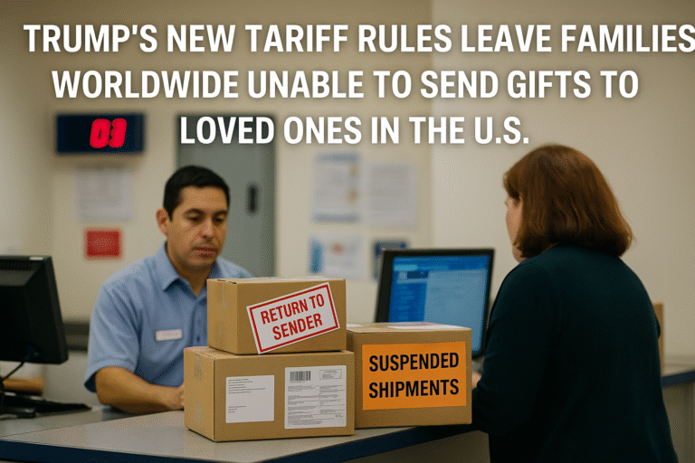 Trump’s Global Tariff Rules Leave Families Worldwide Unable to Send Gifts to Loved Ones in the U.S. Trump’s Global Tariff Rules Leave Families Worldwide Unable to Send Gifts to Loved Ones in the U.S.