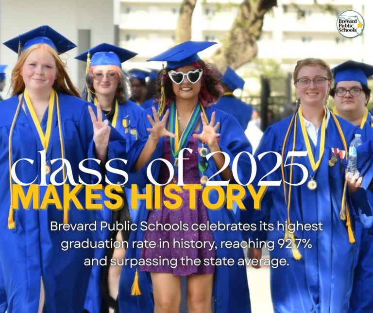 Brevard Public Schools reports record 92.7% graduation rate, topping Florida’s new statewide high