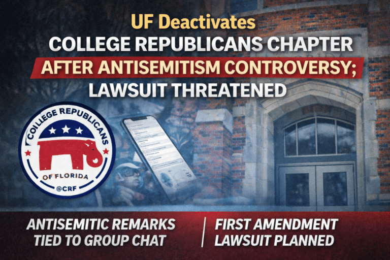 University of Florida Deactivates College Republicans Chapter After Antisemitism Controversy; Lawsuit Threatened