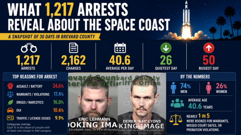 What 1,217 Arrests Reveal About a Month on the Space Coast